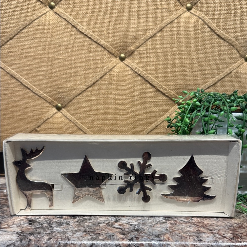 Pier 1 Napkin Ring Set with Holiday Shapes